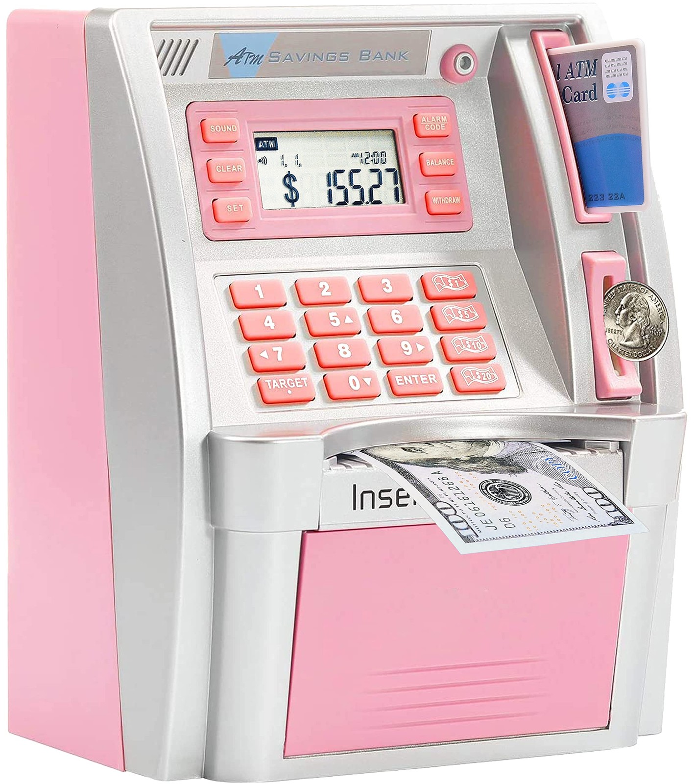 2024 Upgraded Piggy Bank for Real Money for Kids Adults,Toy Money Bank with Card