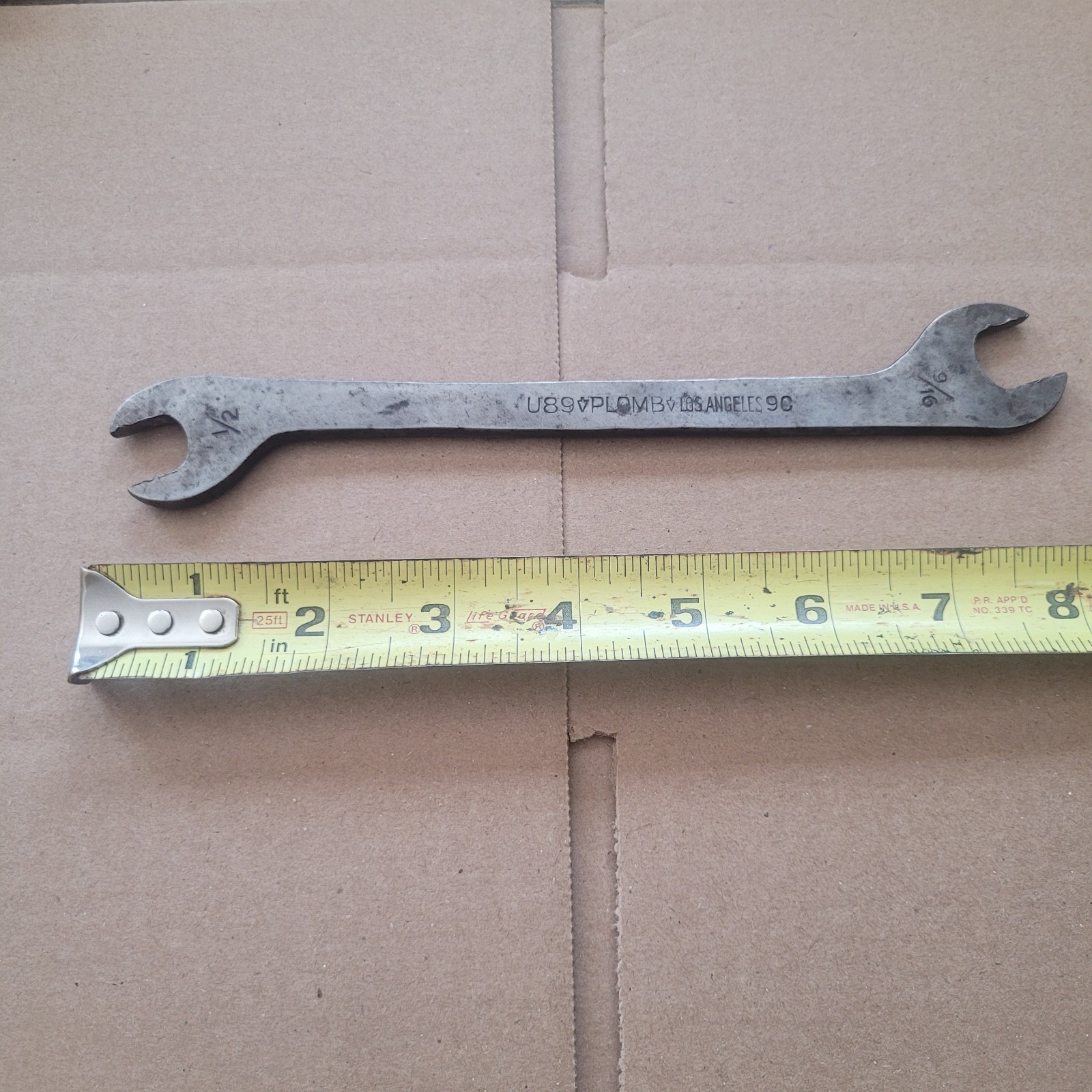 Rare 1929 PLOMB Tools U89 9C Open End Tappet Wrench Vtg Antique 9/16