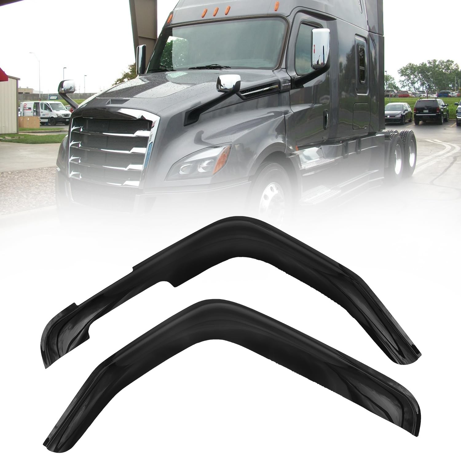 2018+ Freightliner Cascadia Window Deflectors Air/Rain Guard Set for 2018+