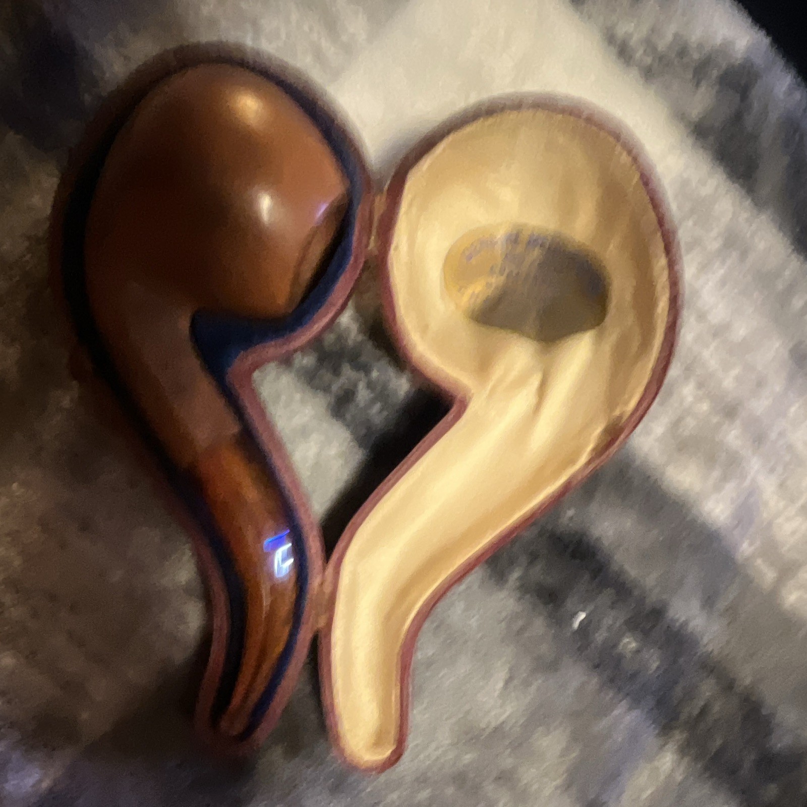 large bent with genuine amber, genuine meerschaum, original fitted case 