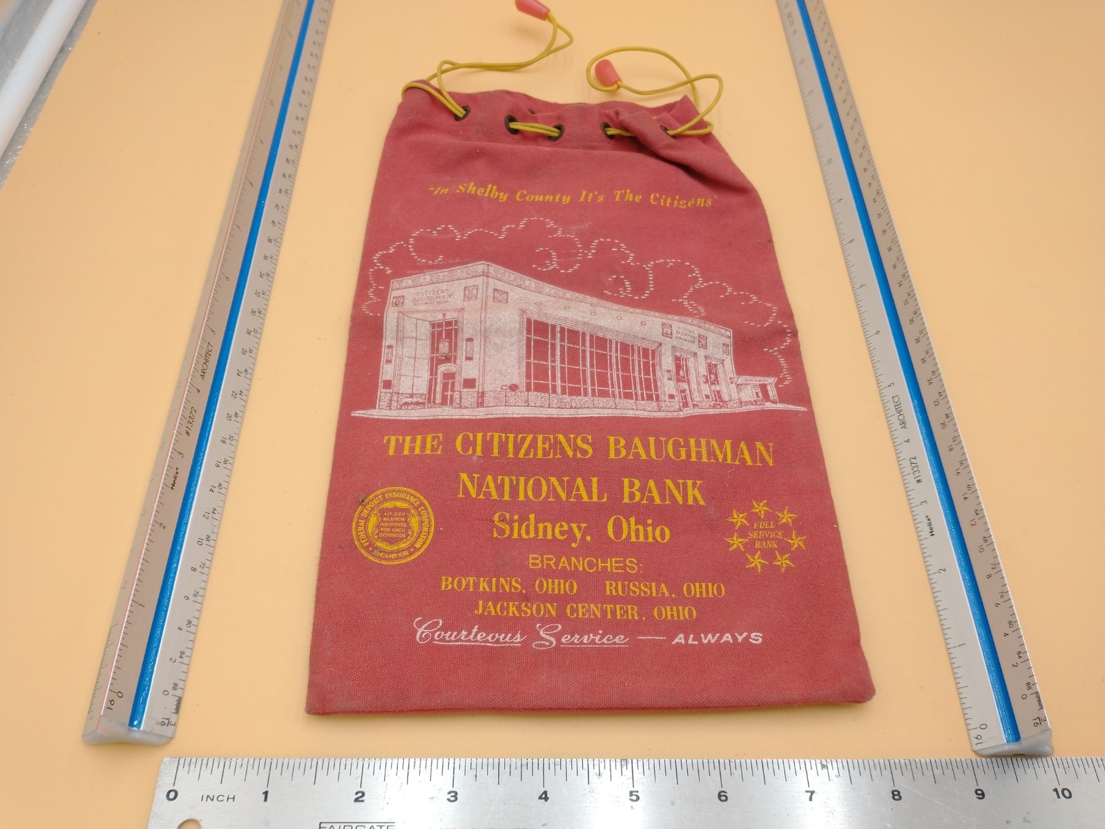 Vtg The Citizens Baughman National Bank Sidney, OH Retired Bank Bag #2100
