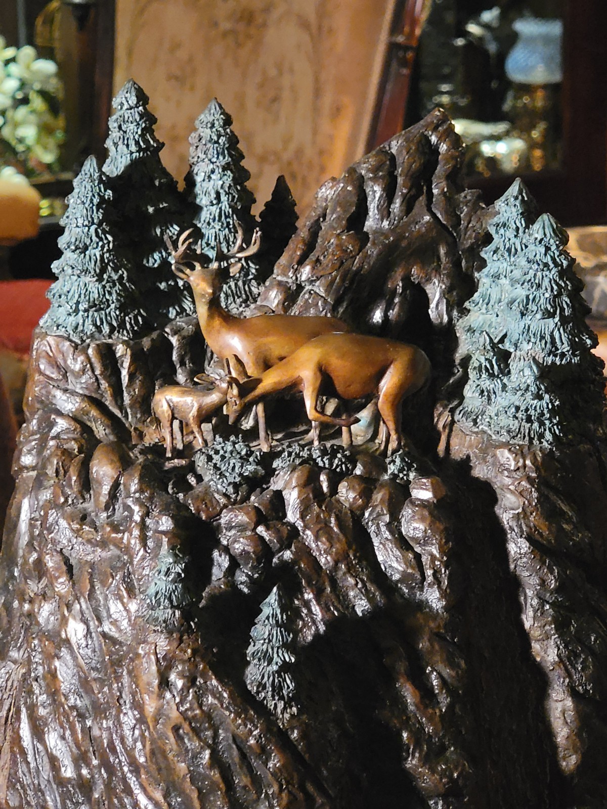 1994 Bronze Sculpture Mountain Deer by Daniel Parker 11.5