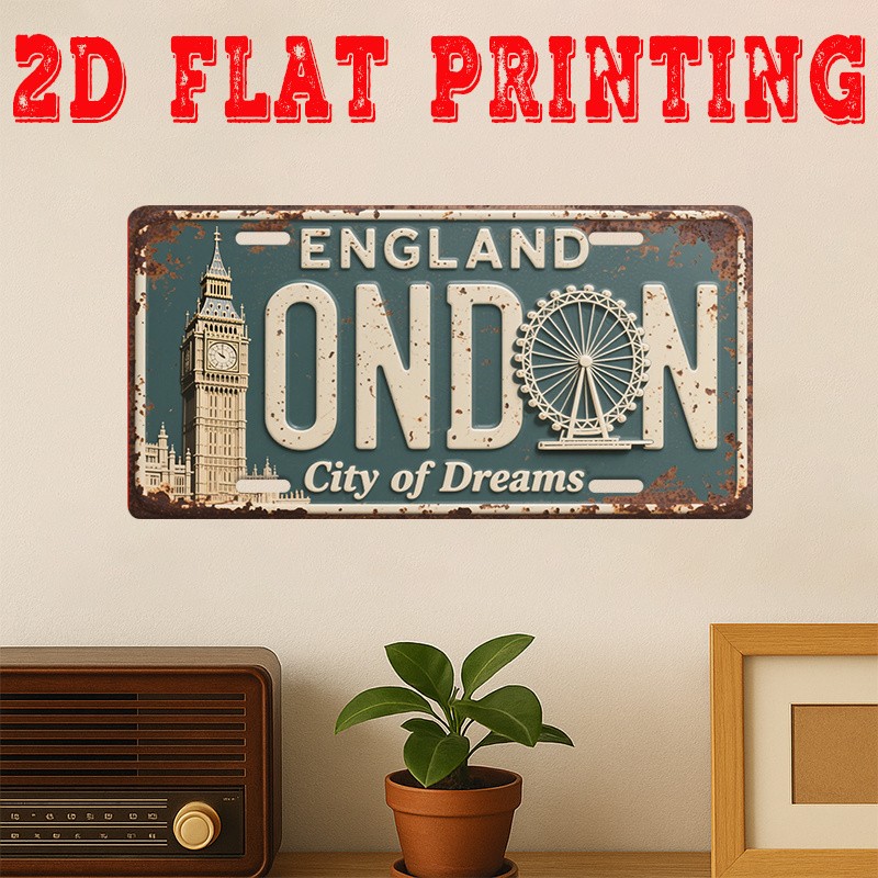 Vintage Metal Sign London City Aluminum License Plate 12x6 Inches Decor