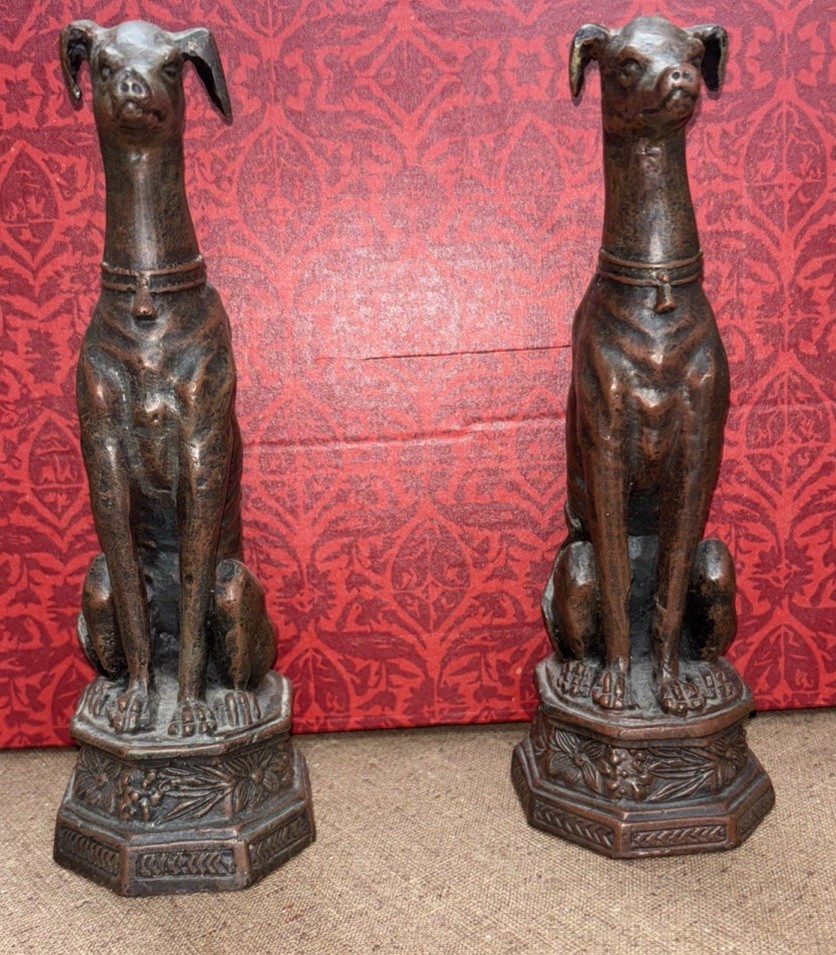 Vintage Art Deco saluki statue set Greyhound figurine bookends Borzoi figurines.