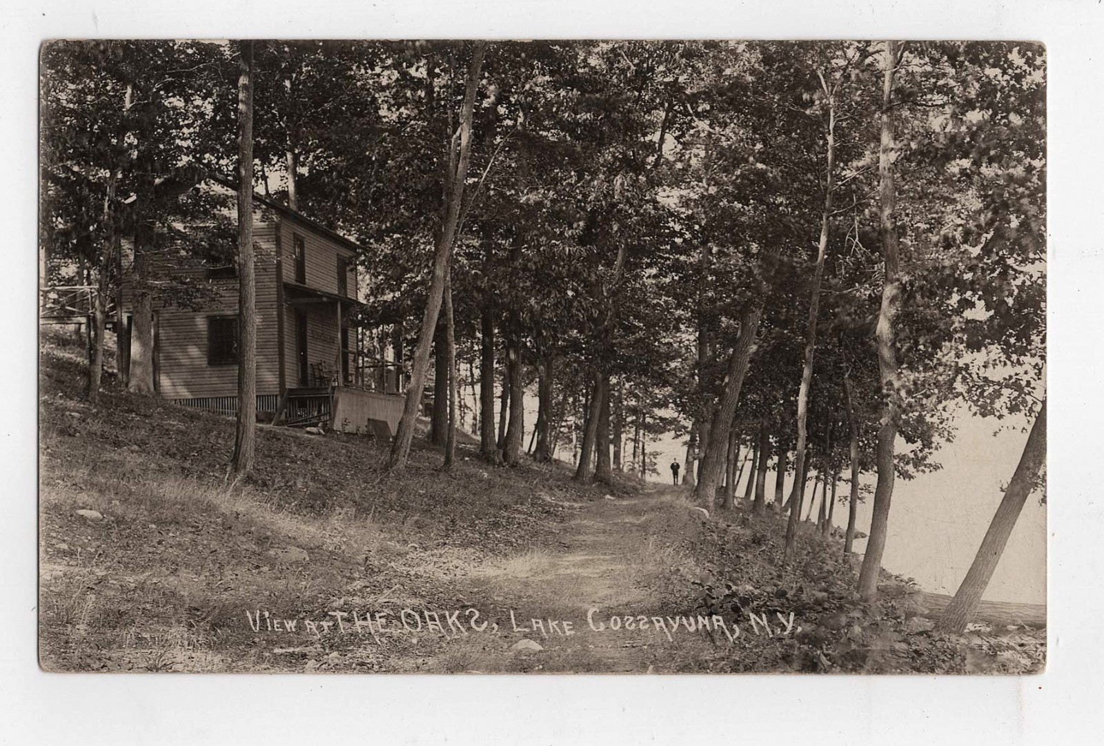 Lake Cossayuna, NY - RPPC - Cottage & Oaks - Real Photo New York Postcard
