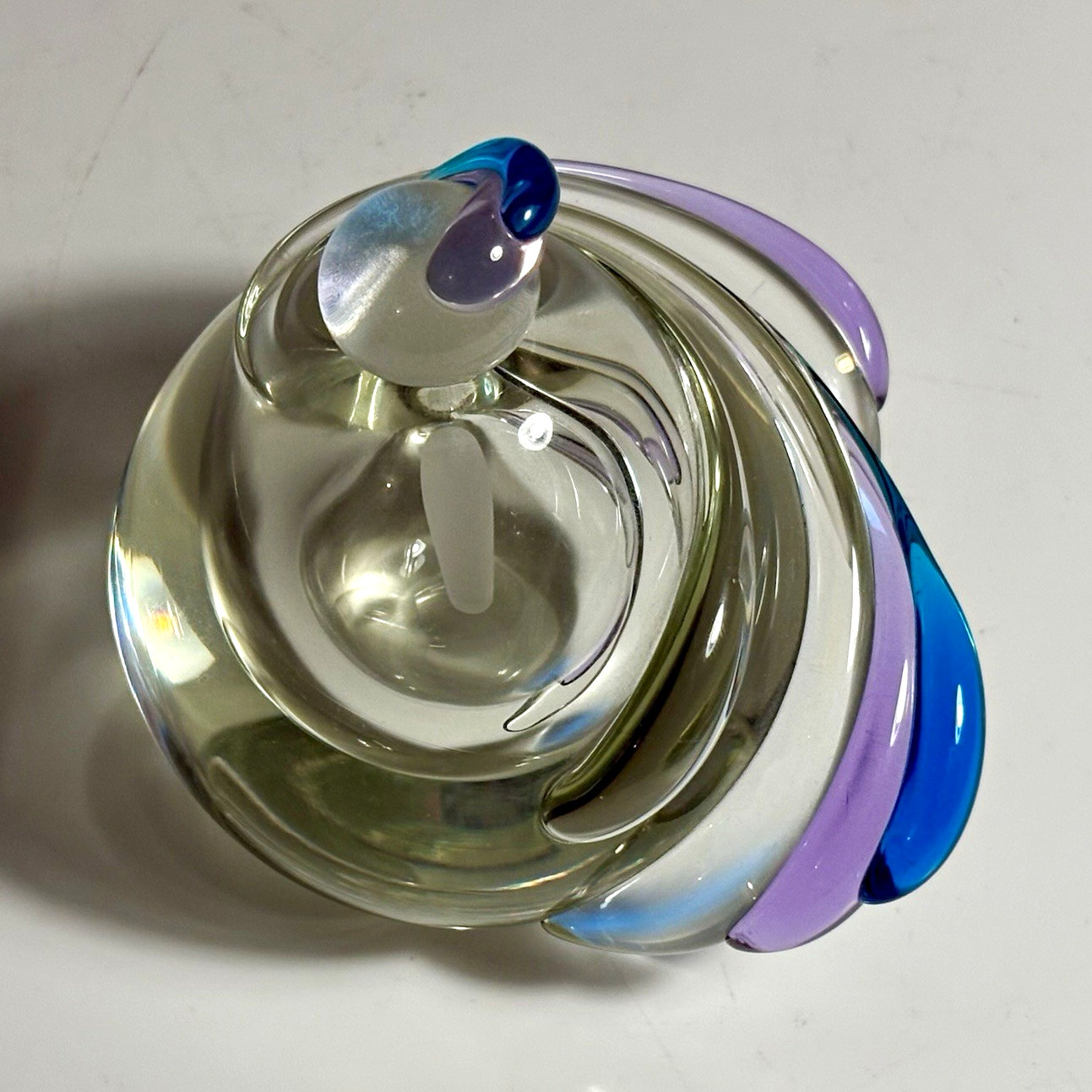 Stunning Hand Blown Blue Purple Swirl Glass Perfume Bottle 1985 Susan DiMarchi