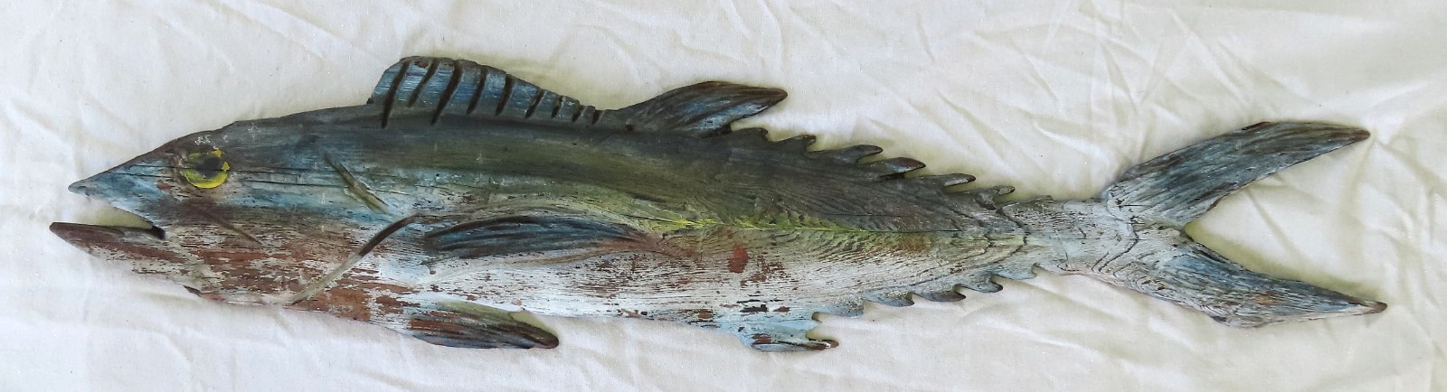 Folk Art Wood Fish Monger Sign - American Folk Art- Large Fish Sign - 50