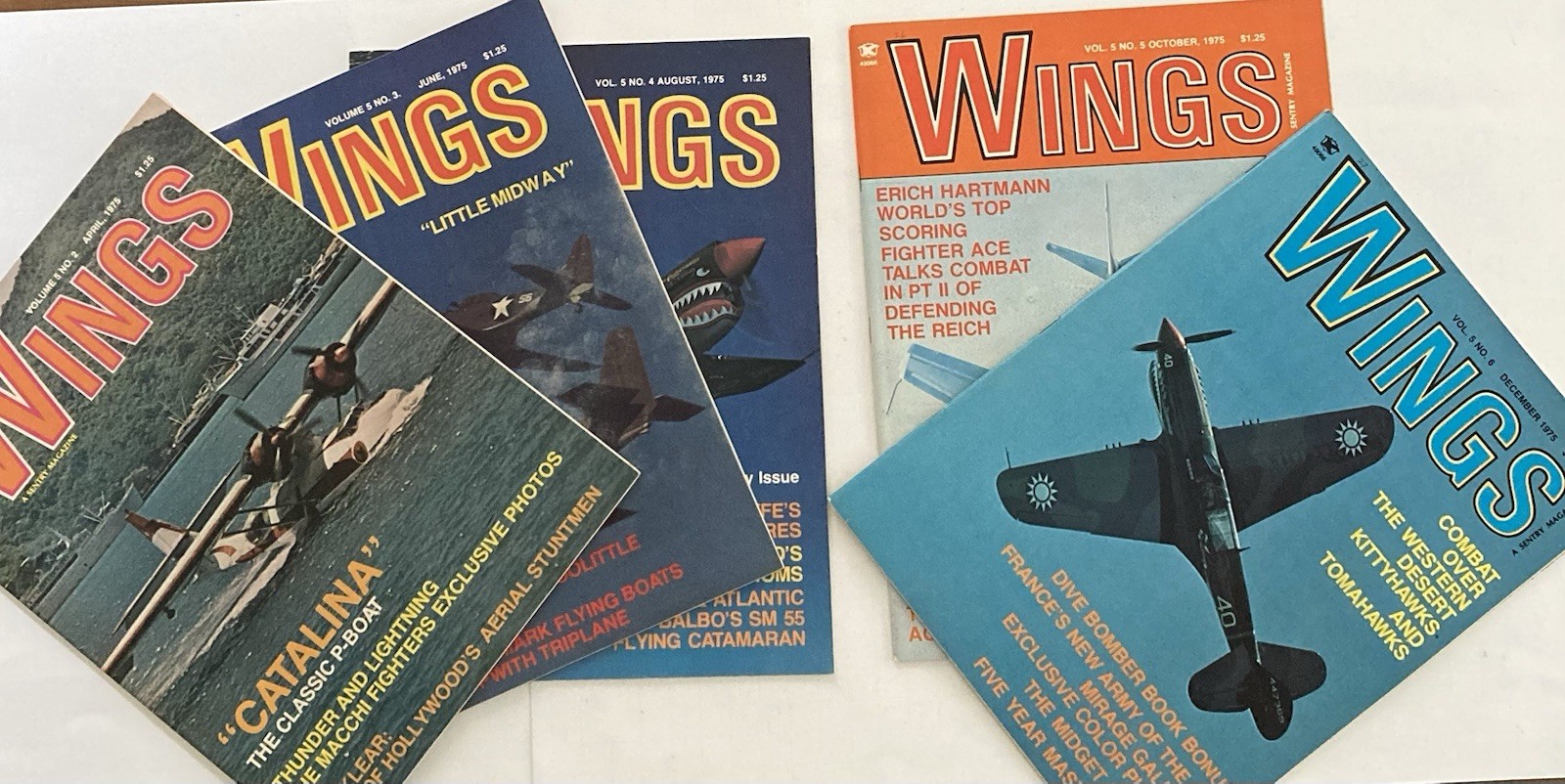 Vtg Lot Of 5 1975 Wings Magazine Military Aviation F-86 SM-55 Doolittle
