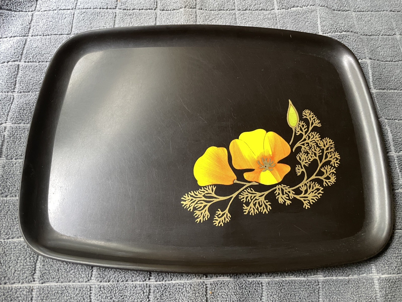 Vintage MCM Serving Tray Couroc California Poppy Monterey  12 1/2\