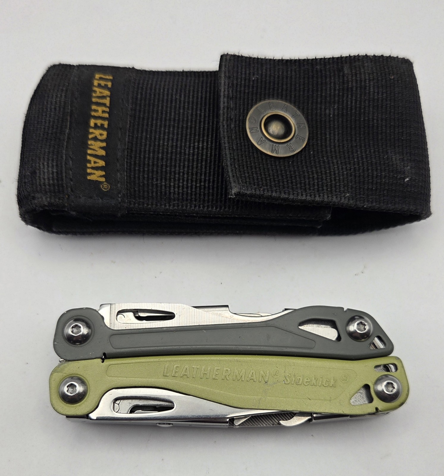 Leatherman Sidekick Lime Green Stainless Multi-Tool w Sheath Excellent Condition