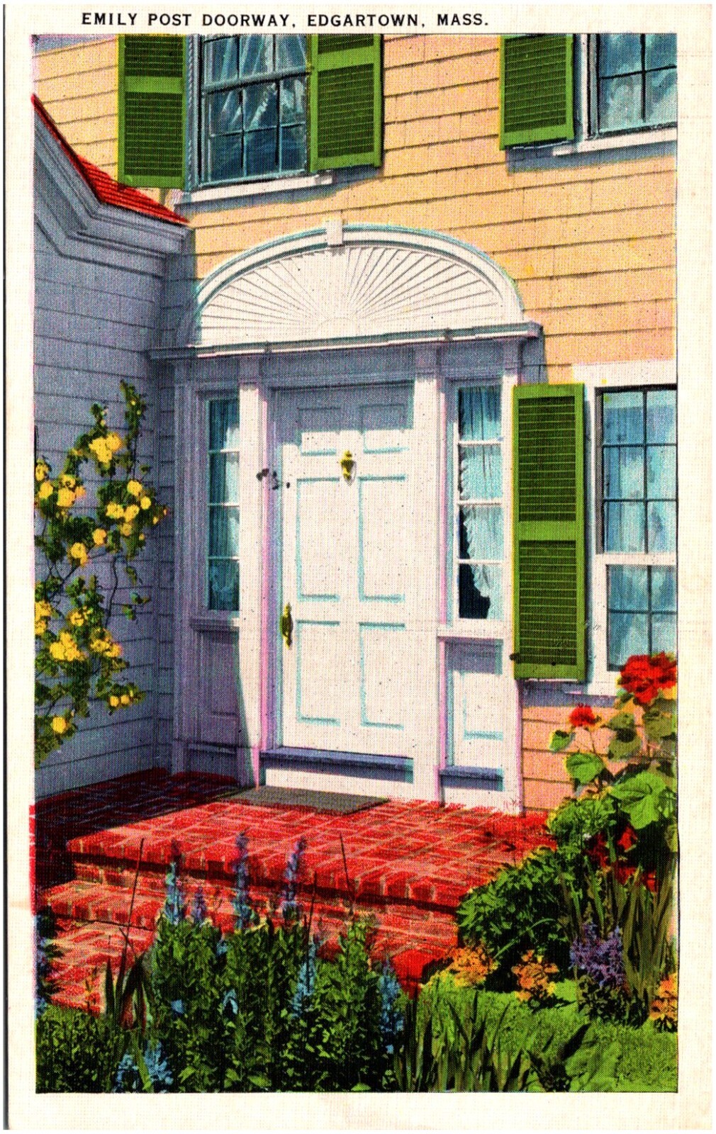 Emily Post Doorway in Edgartown Massachusetts MA Beautiful 1920s Postcard