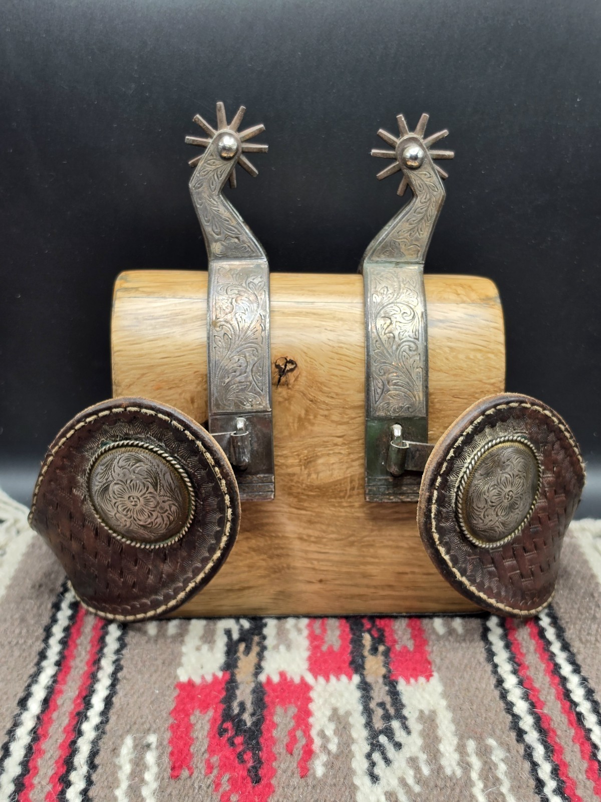 Handmade Vintage Sterling Overlay Spurs With Straps