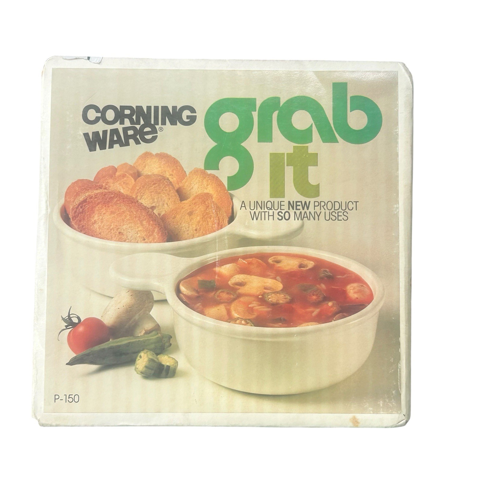 Vintage Corning Ware Grab-It P-150 casserole bowl in original Box Set Of 2