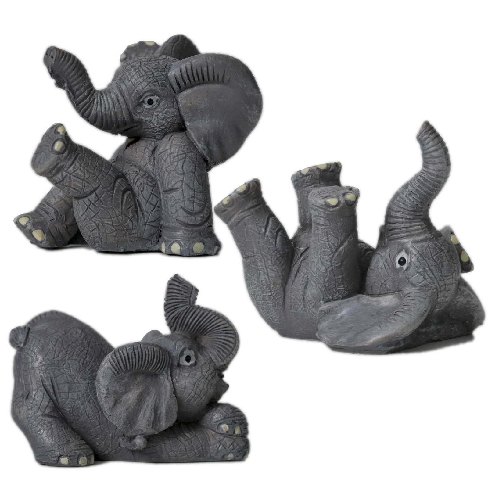 Set of 3 Grey Resin Elephant Statues - Home Decor, Animal Figurines, Feng Shui G Set of 3 Grey Resin Elephant Statues - Home Decor, Animal Figurines, Feng Shui G
