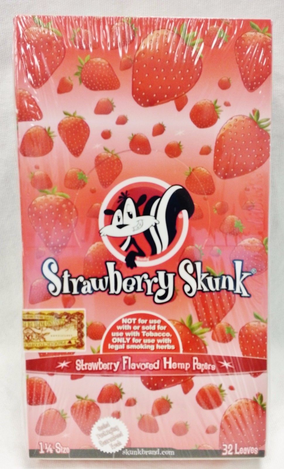 Full Box Skunk Brand 1 1/4 Strawberry Flavored  Papers with Free LED Glow Tray