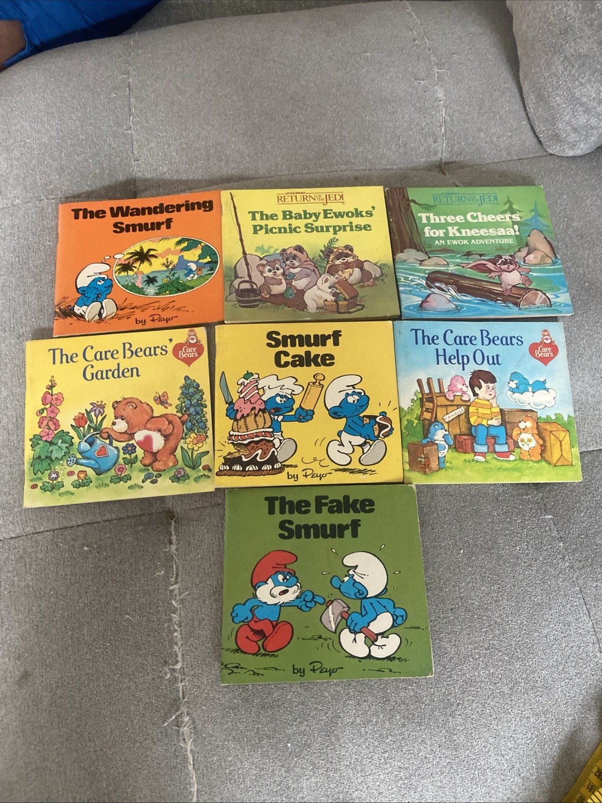 Vintage 1980’s Smurfs Care Bear Jedi Childrens Book Lot 7 Random House PEYO