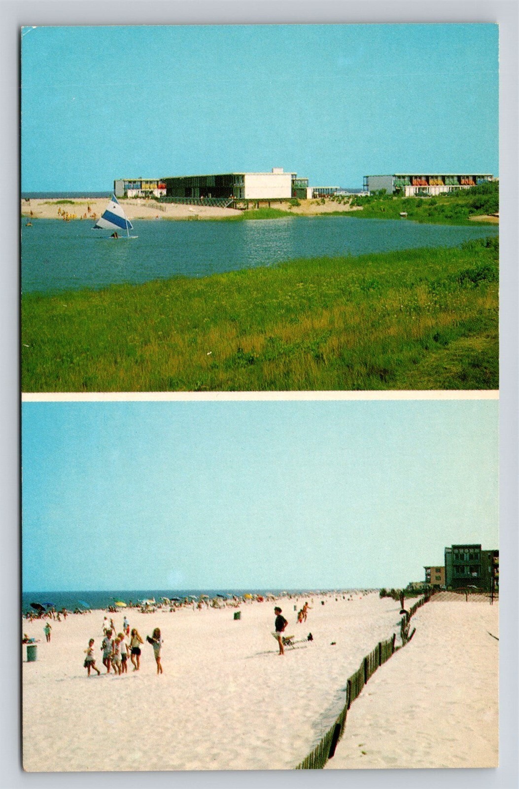 Dewey Beach DE Hobo Beach Motel Silver Lake & Sea Strand Apartments Vtg Postcard