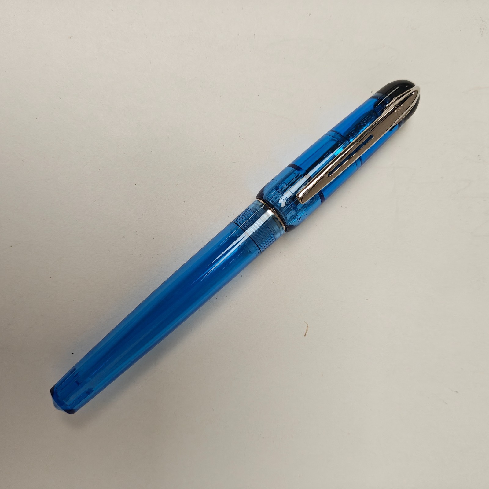 Vtg Waterman Kultur Fountain Pen Transparent Blue Demonstrator Fine Pt France