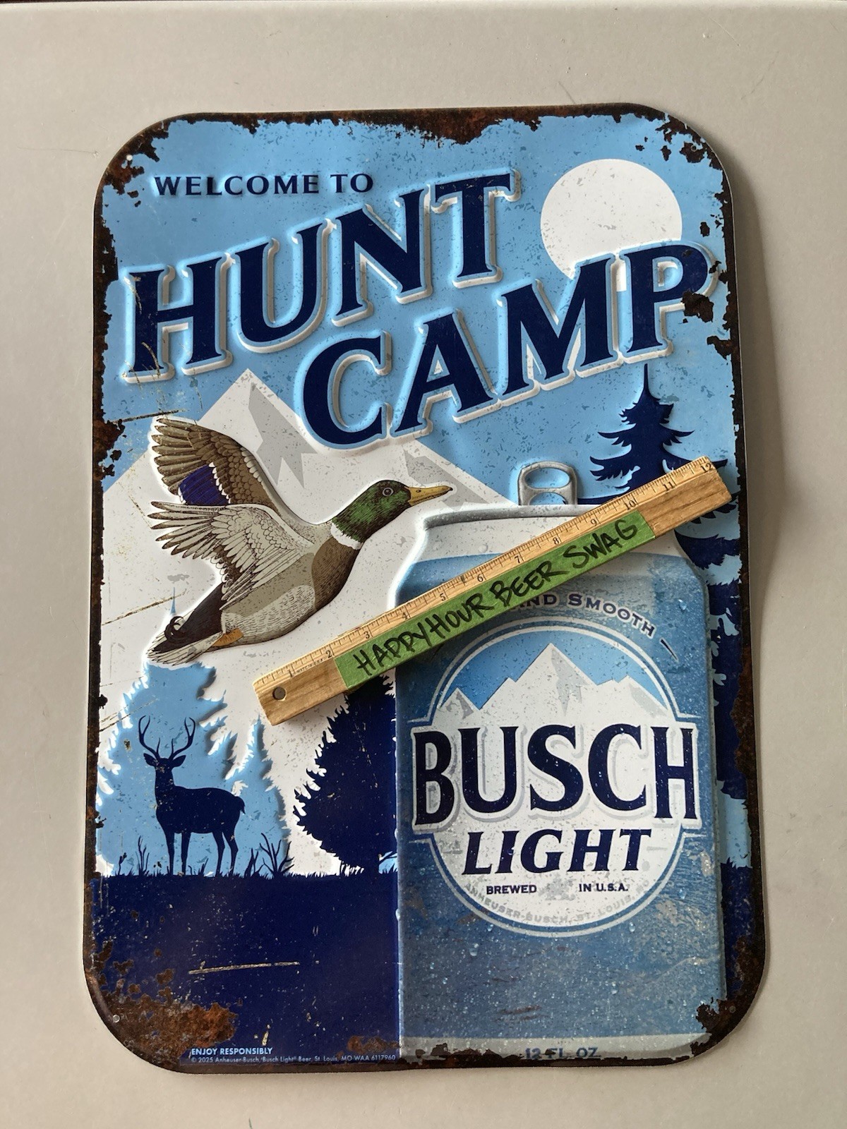 🔥New Busch Light Duck Hunt Camp  Hunting Metal Beer Tin Tacker Bar Sign Farmers