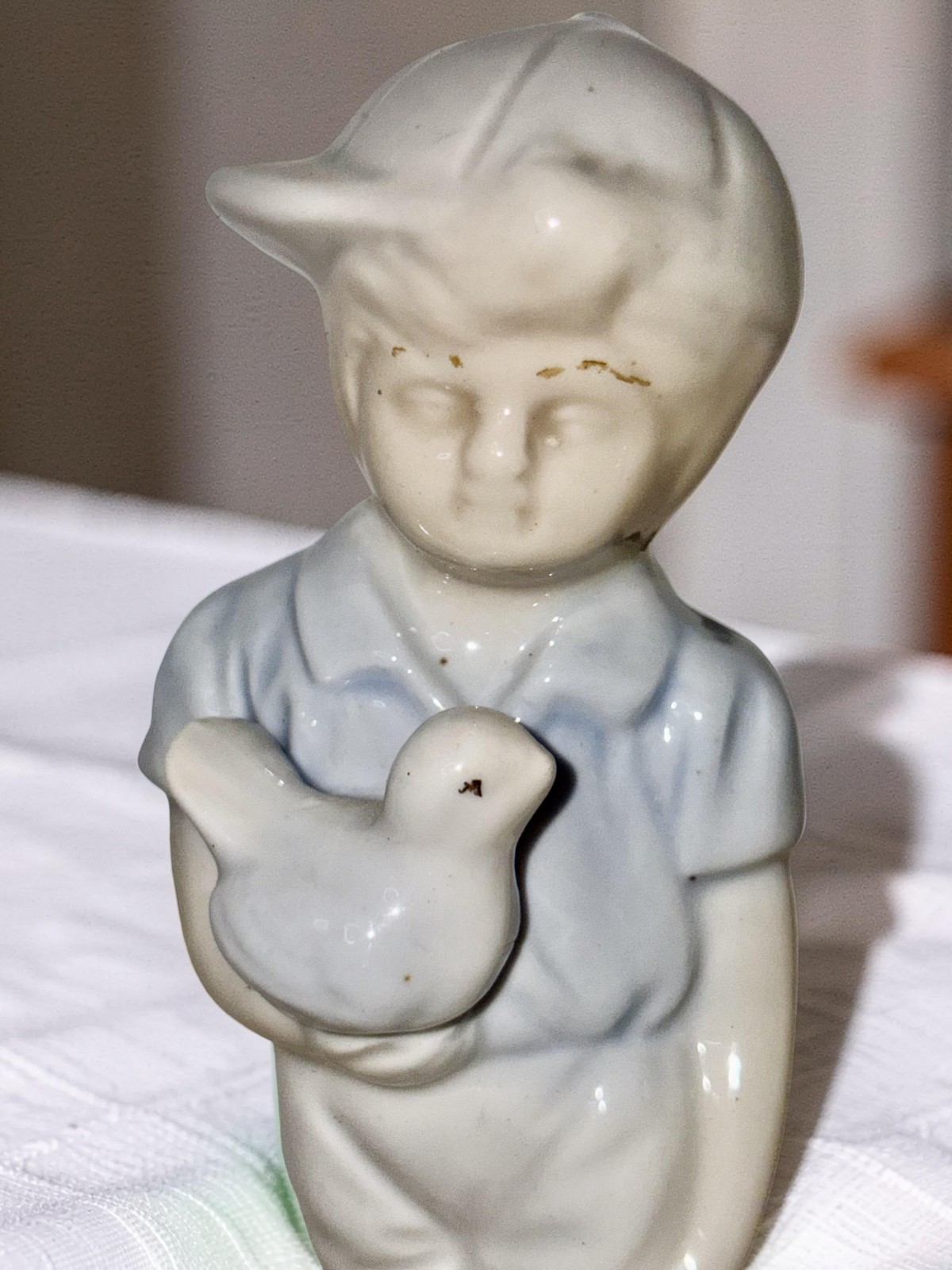 Vintage Porcelain Boy with Bird Figurine 6