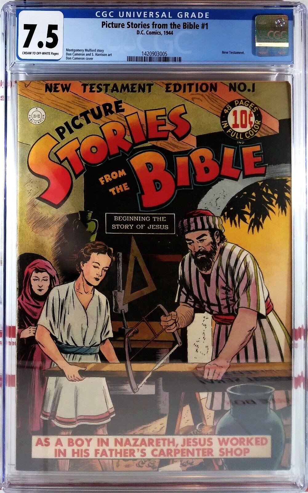 🌟 CGC 7.5 PICTURE STORIES FROM THE BIBLE #1 DC 1944 🔑 1st JESUS in comics RARE