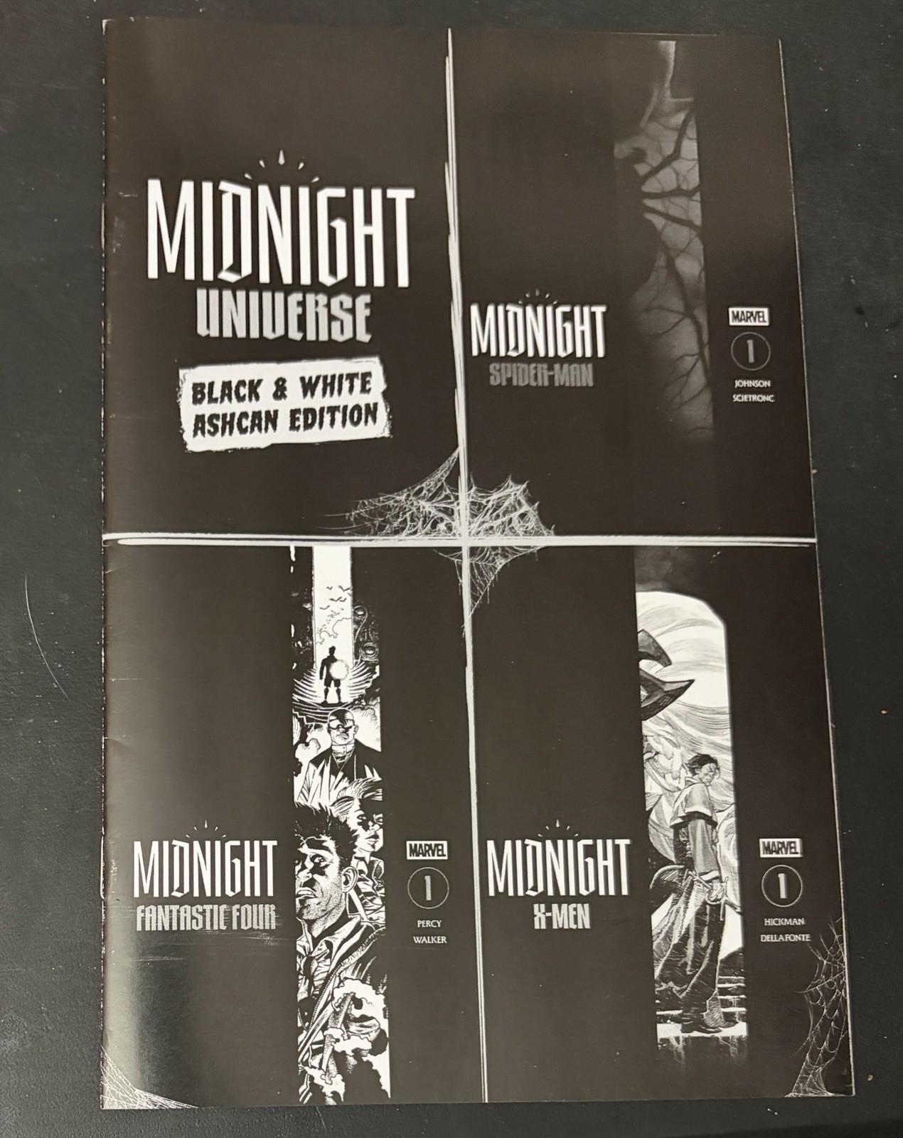 Marvel Midnight Universe Black and White Ashcan EdItion 2026 X-men spider-man