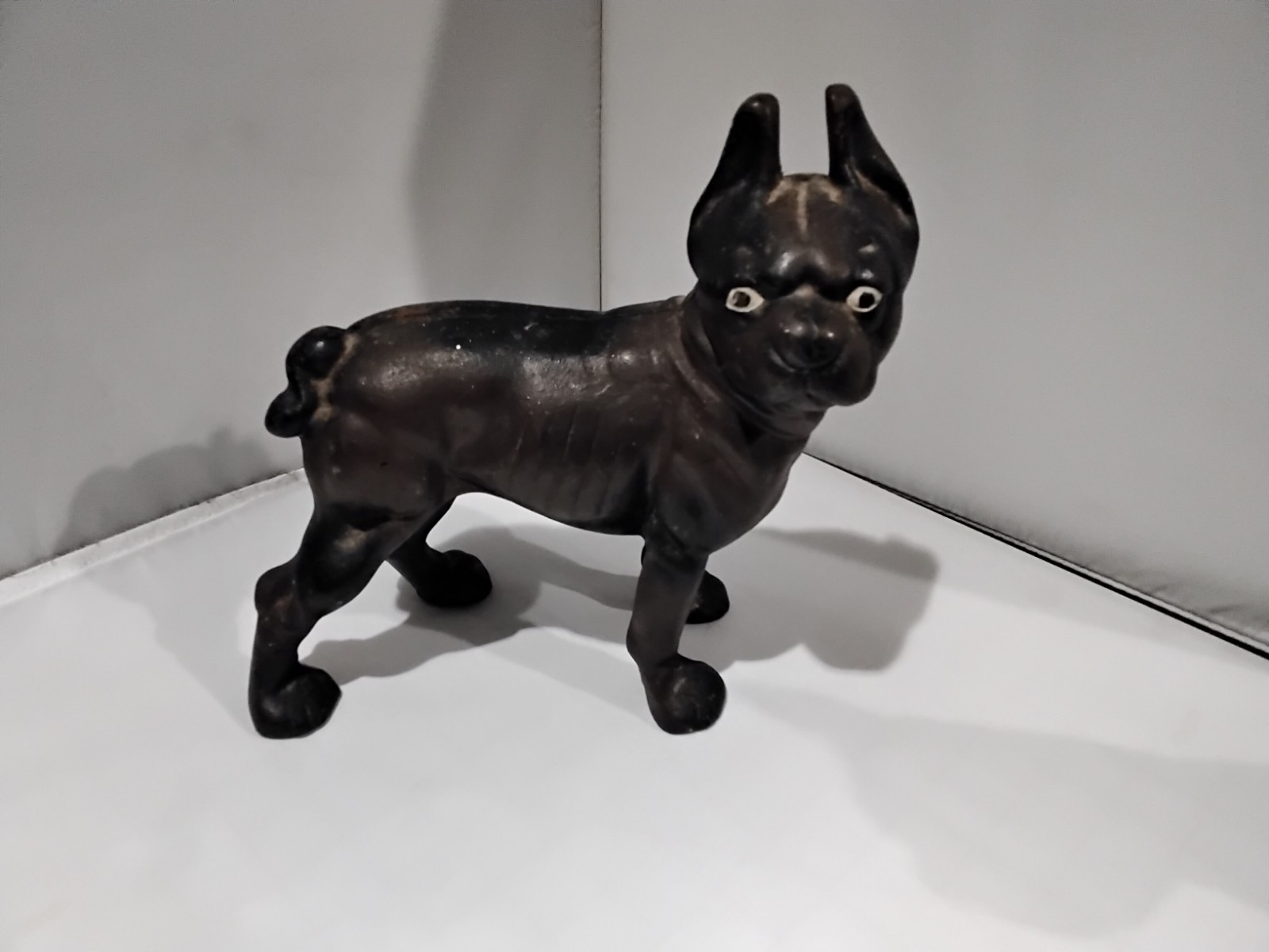 Antique Cast Iron Boston Terrier Doorstop Original Paint