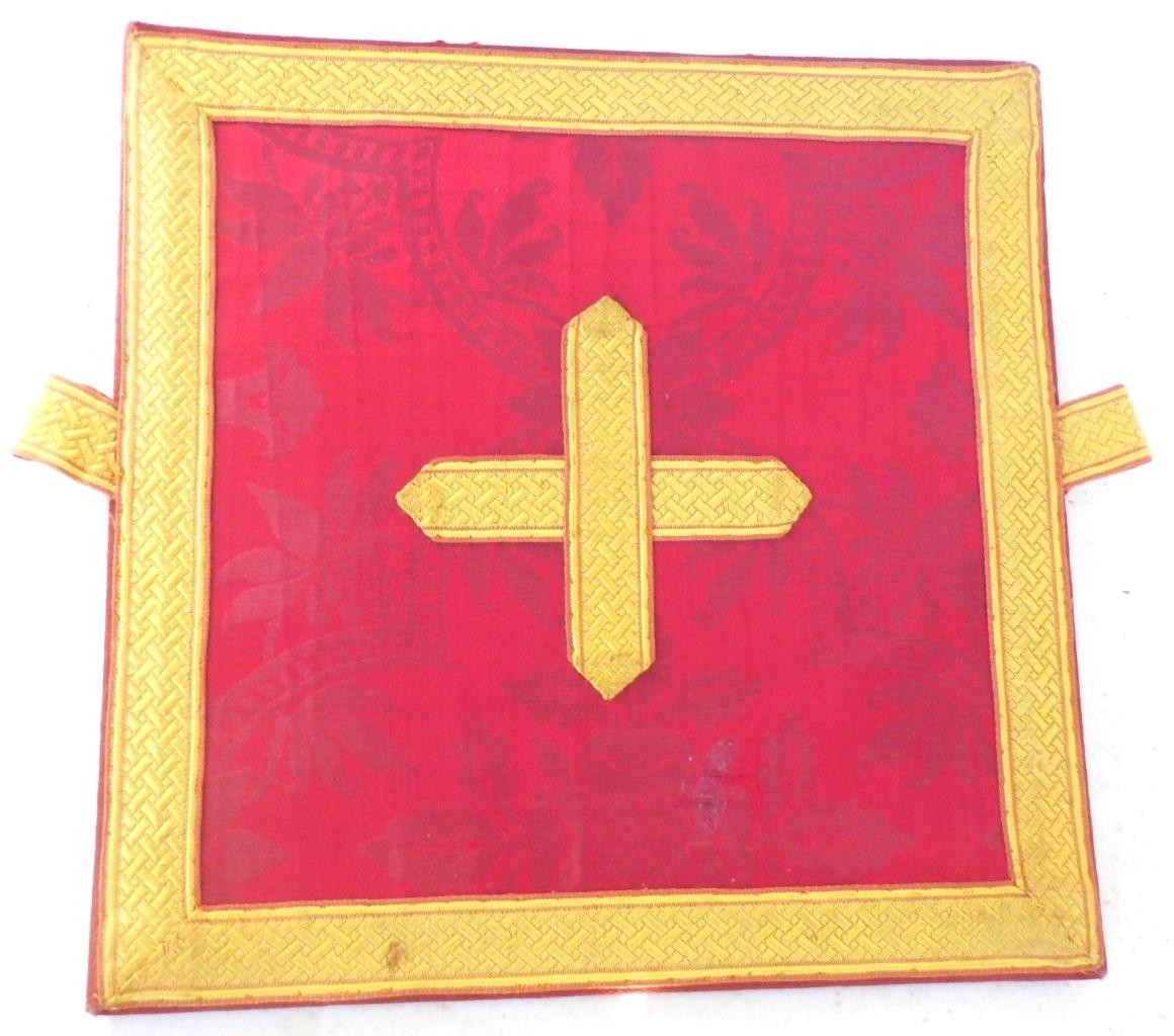 Antique Catholic Priests Red Altar Burse Liturgical Vestment Bursa Brocade Latin
