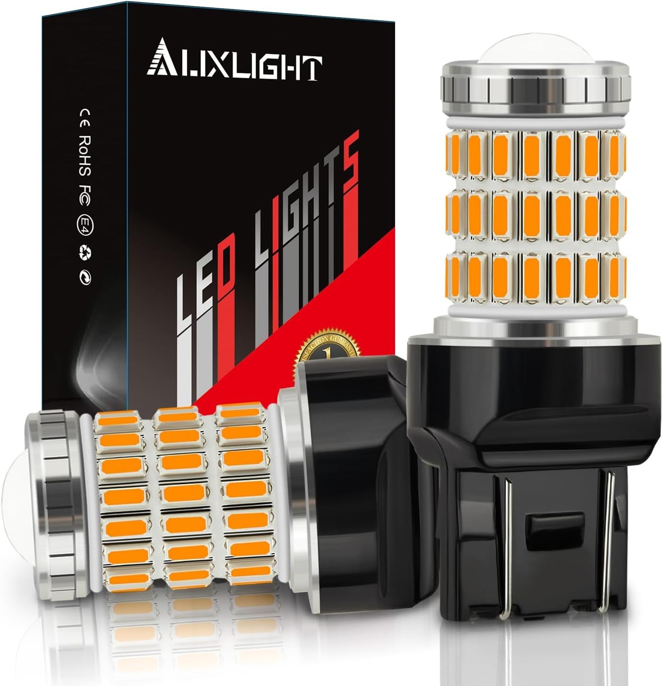 T20 Amber LED Bulbs 7440 7443 60SMD Turn Signal Blinker Ultra Bright Pack of 2