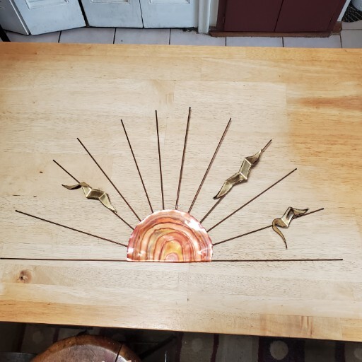 Curtis C Jere Style Brass Metal  Sunburst With Seagulls Wall sculpture figurine