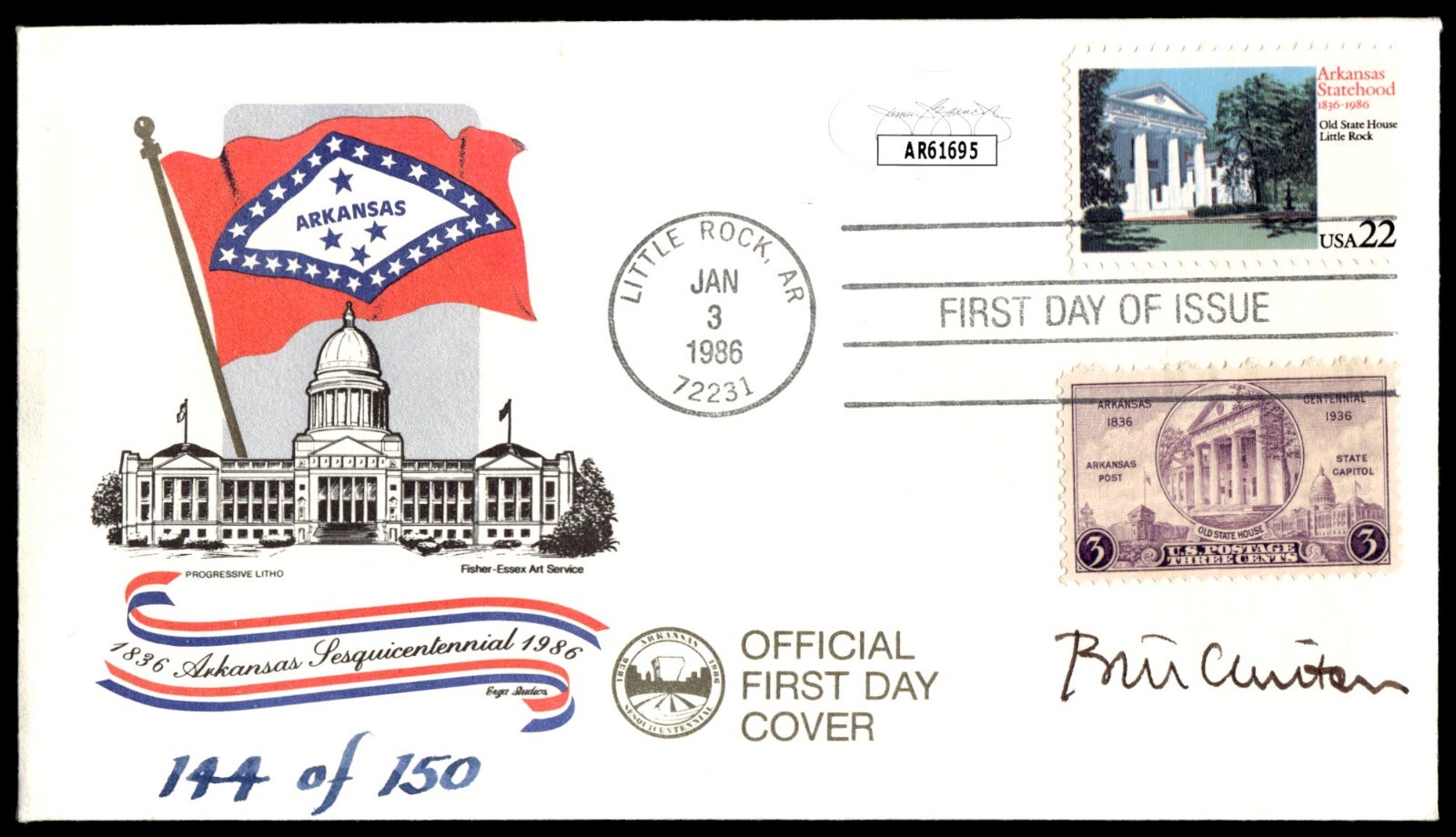 Bill Clinton Signed FDC Cover JSA Cert w/COA Ltd. Cachet 42nd US President WOW