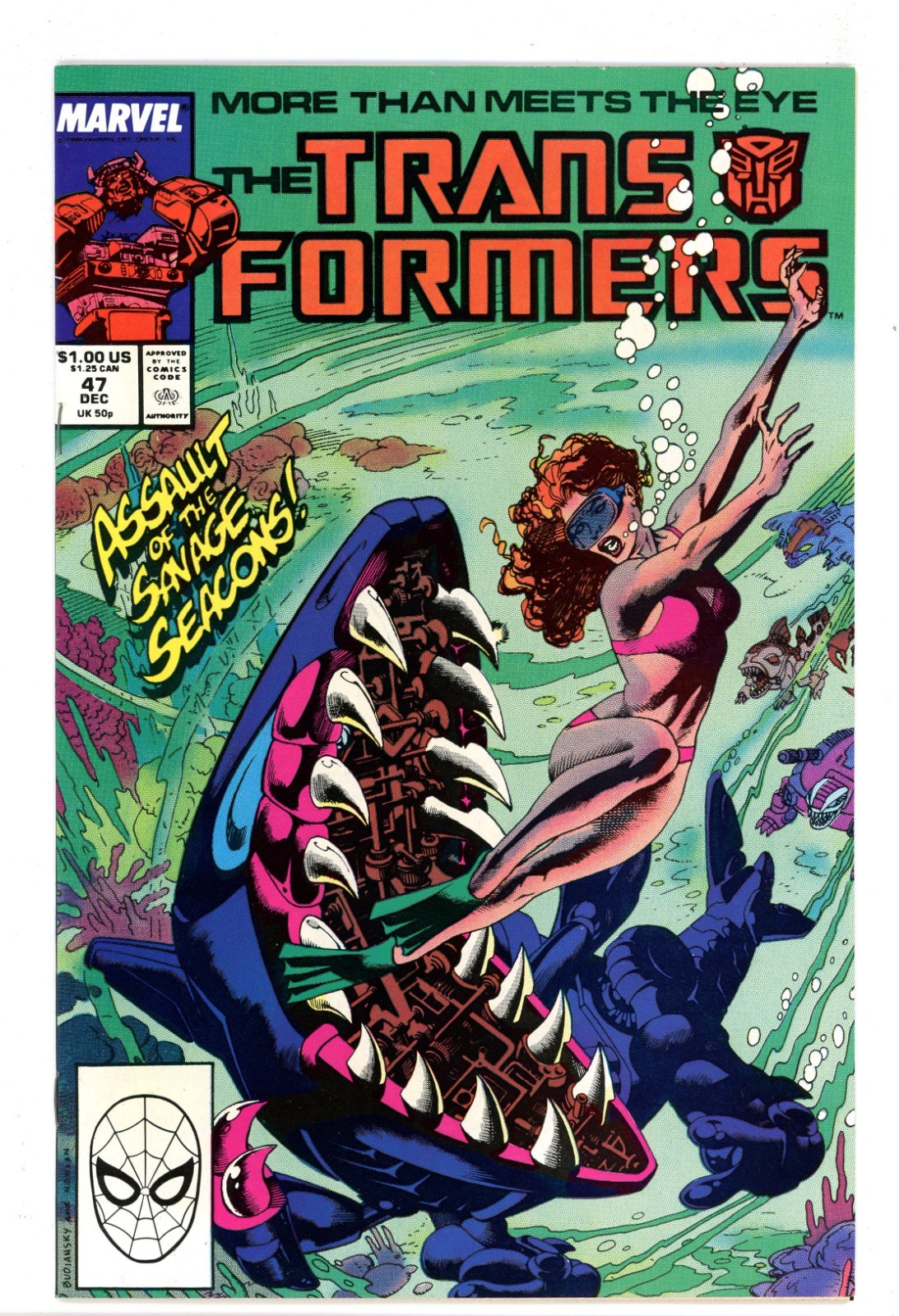 Transformers #47 Marvel 1988 VF/NM 1st Seacons Raindance Grandslam G1 Comic