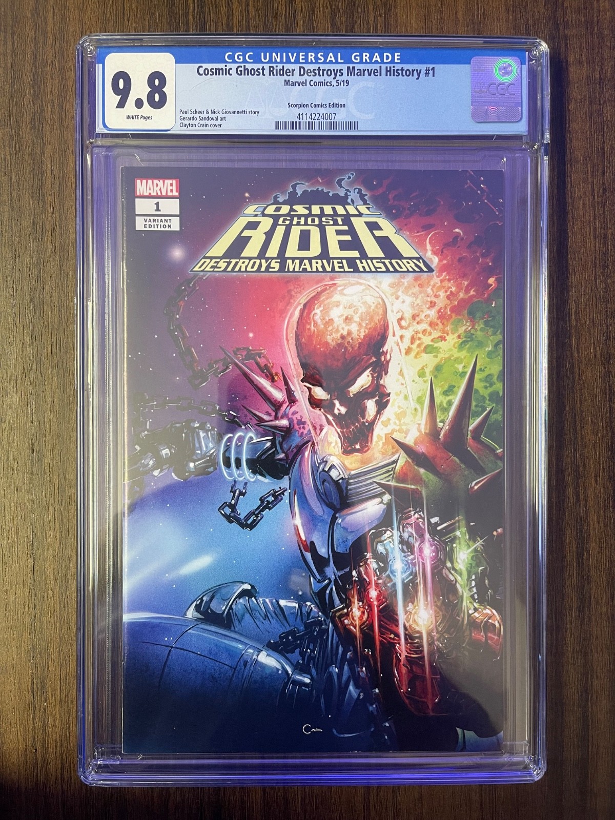 Cosmic Ghost Rider Destroys Marvel History # 1 , CGC 9.8 , LTD Variant ,  Crain