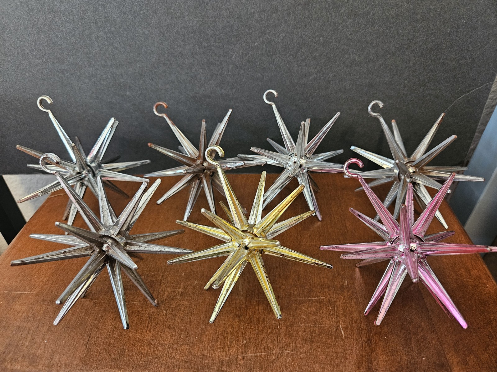 Vintage Christmas Bradford Atomic Star Sputnik Ornaments MCM Lot Of 7