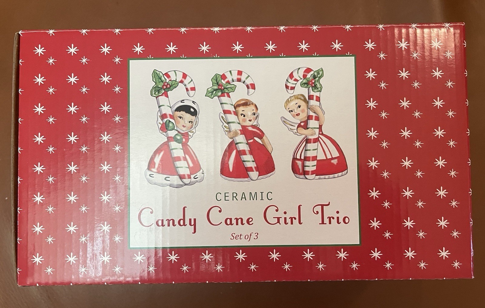 Candy Cane Girl Figurine Set G/W Vintage Lefton Napco Norcrest Christmas Decor