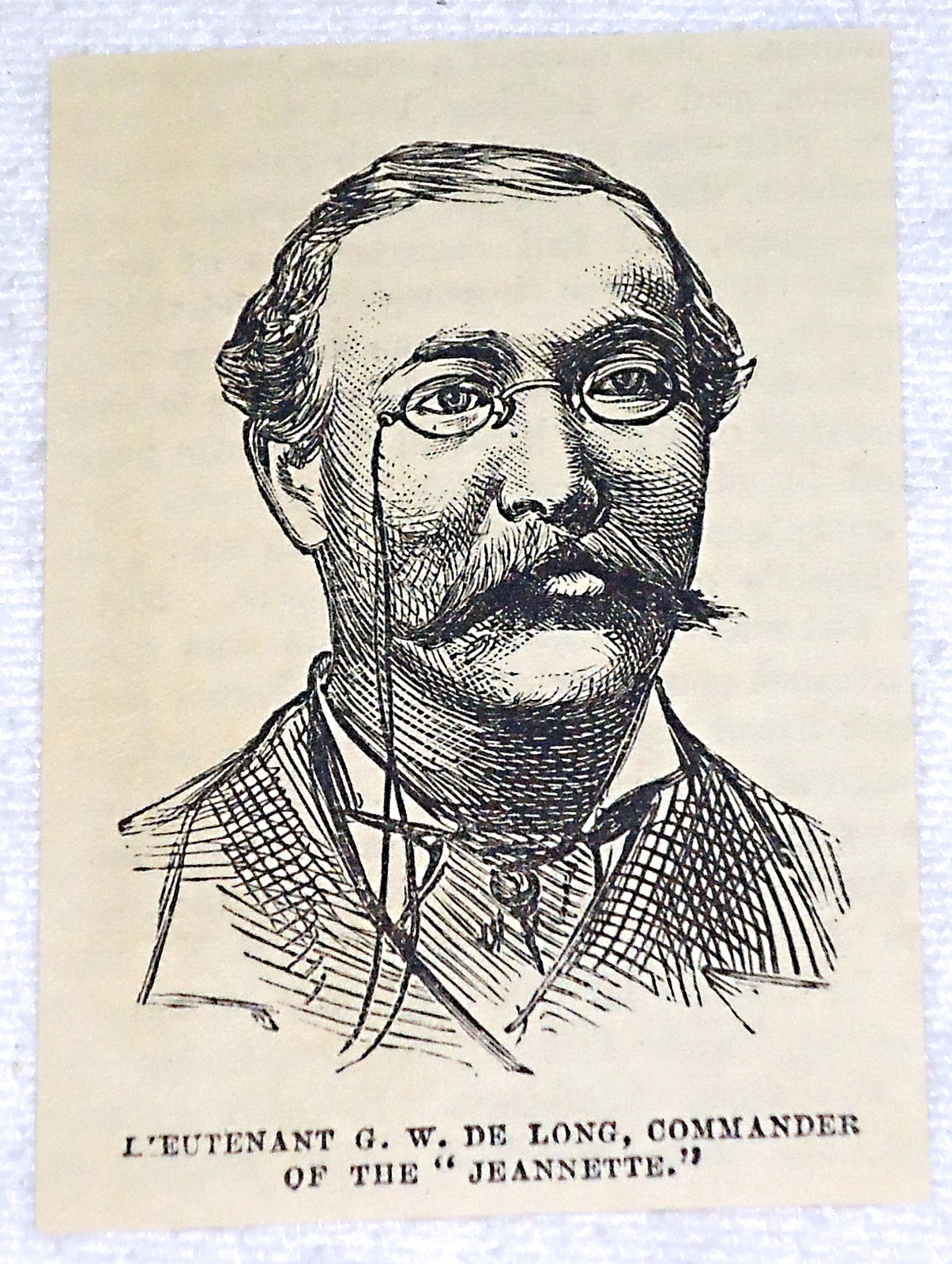 small 1882 magazine engraving ~ LIEUTENANT G.W. DE LONG, Commander of JEANNETTE 