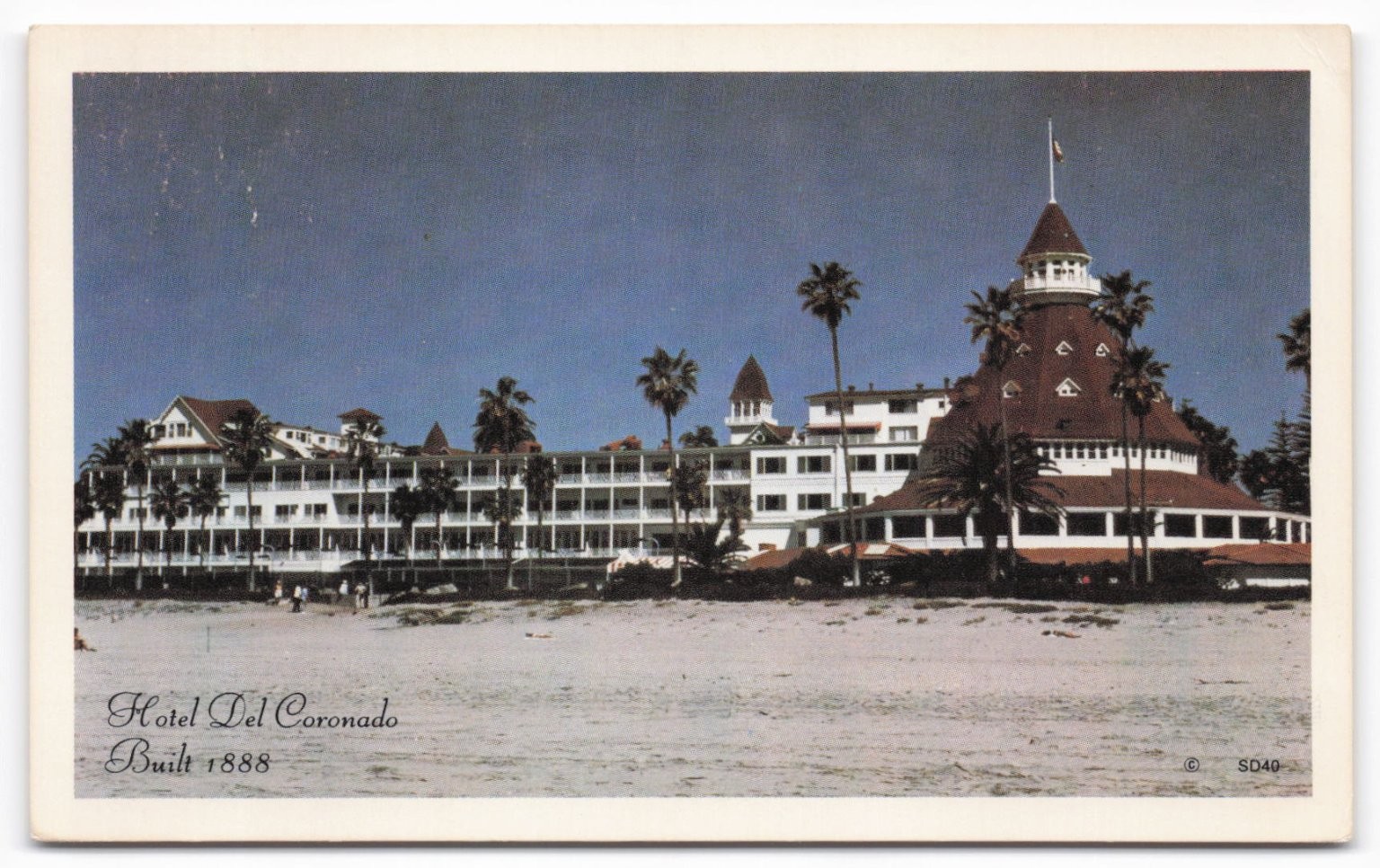 VTG Hotel Del Coronado Coronado California Chrome Postcard Built 1888 Beach View