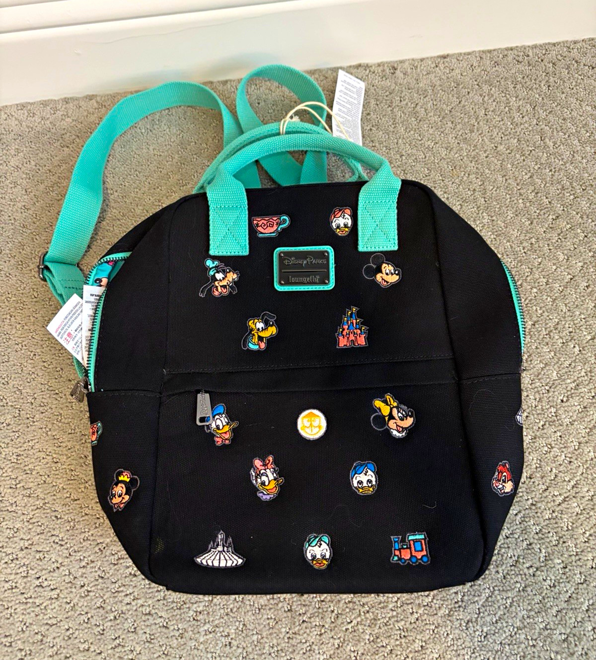 Loungefly Disney Mini Backpack Black/Teal Mickey Minnie & Friends