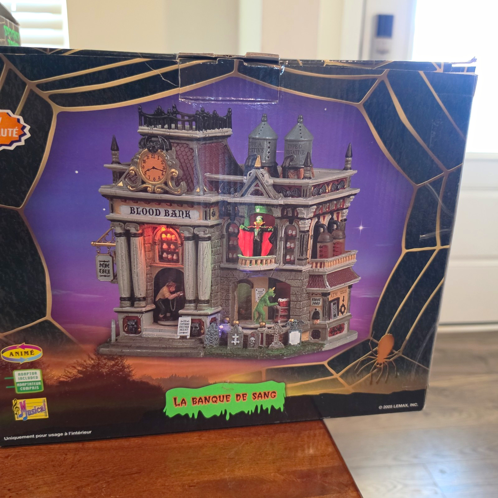 Lemax Spooky Town Blood Bank Halloween House Animated Lighted Musical 9in
