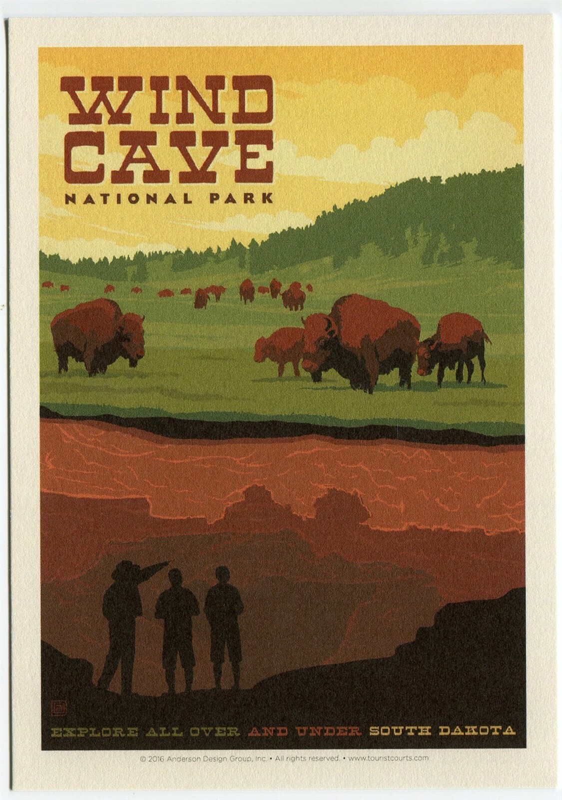 WPA-style Postcard - Wind Cave National Park - Matte Finish 4.5\