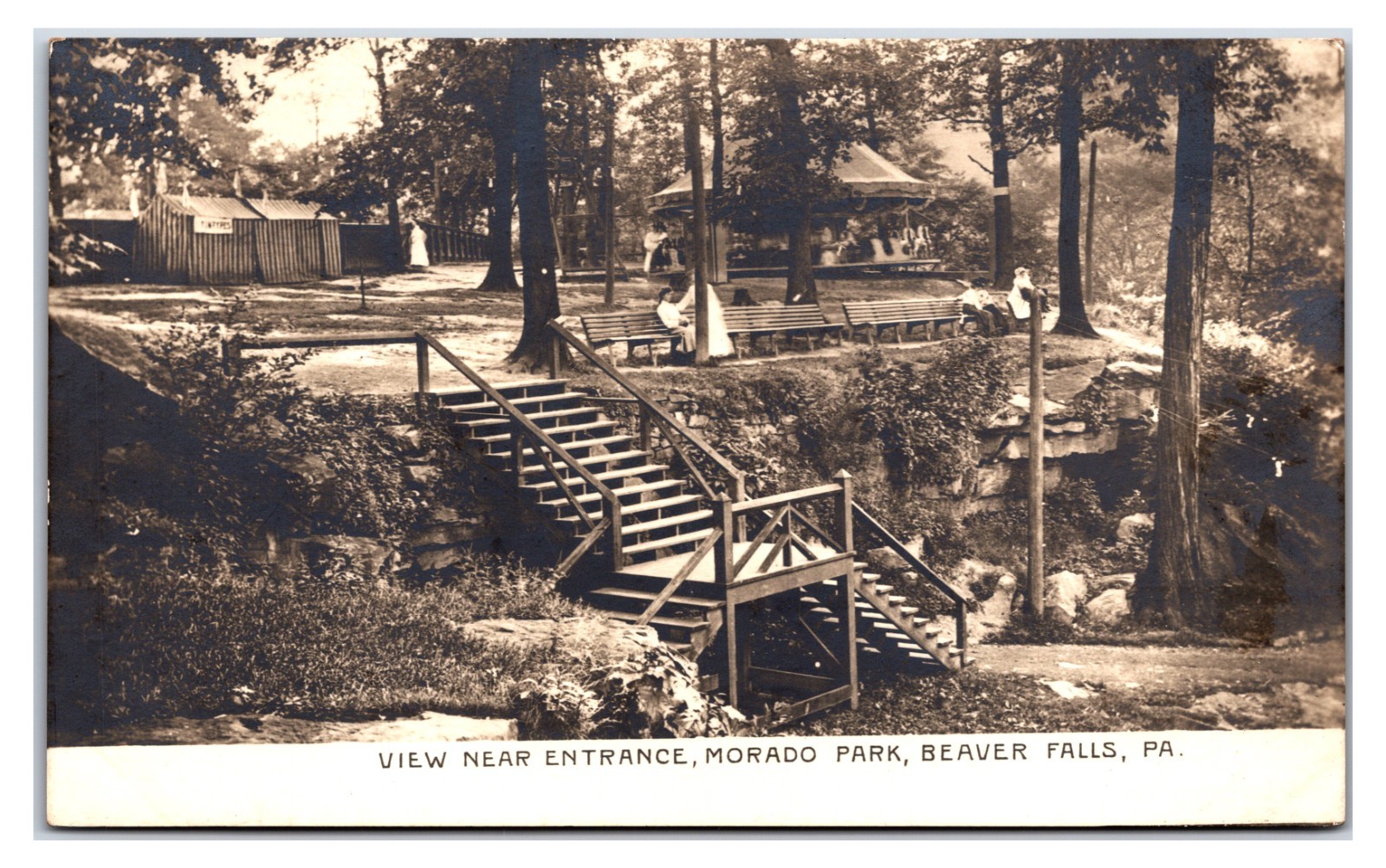 1910s Merry-Go-Round Morado Park - Beaver Falls, Pennsylvania Postcard RPPC