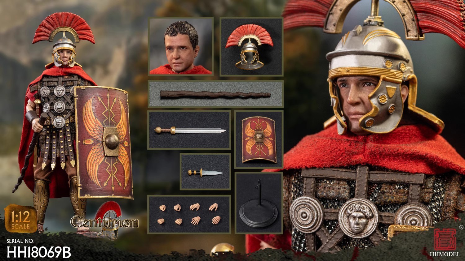 HHMODEL HH18069B Model Imperial Legion Roman Centurion 1/12Figure Statue Collect