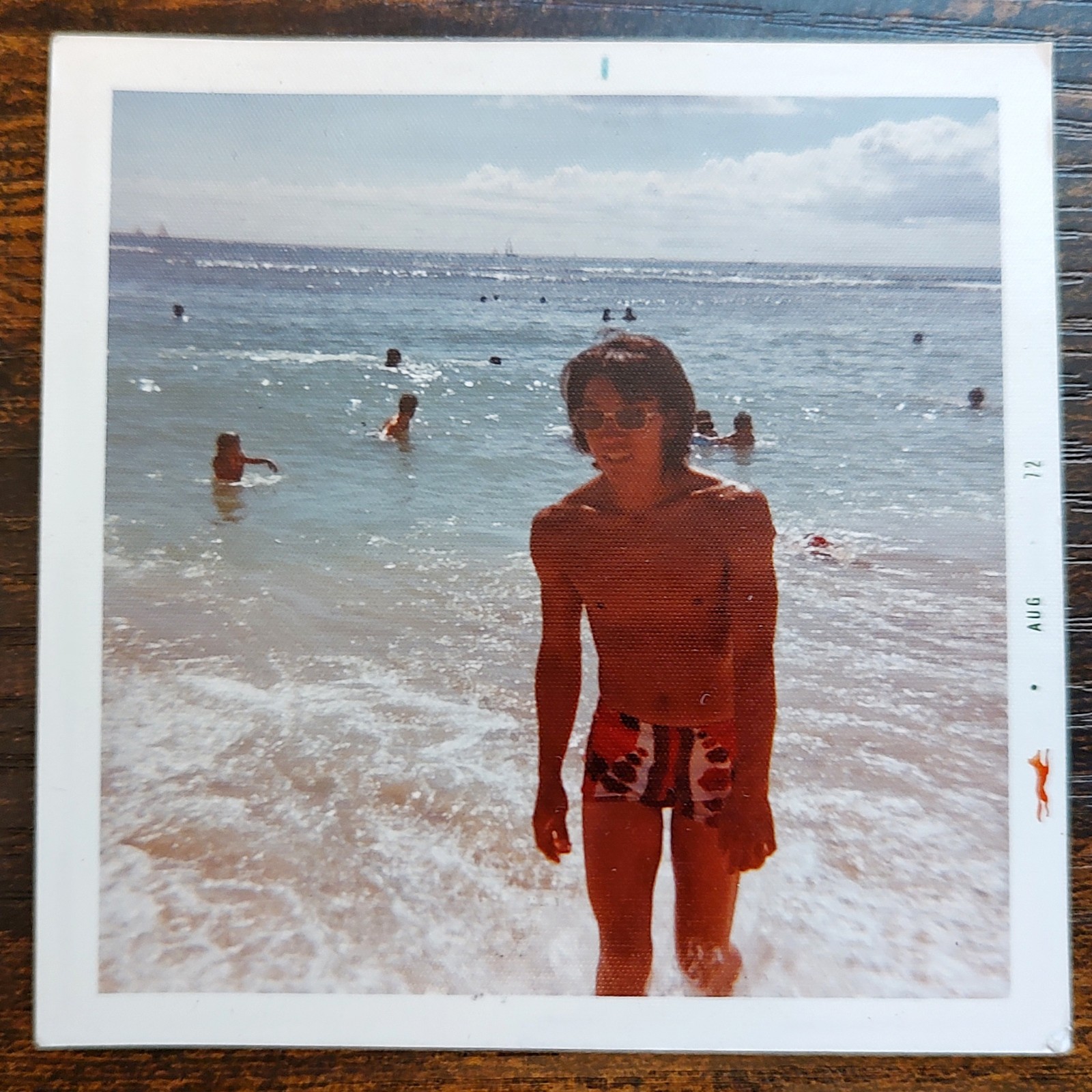 Handsome Young Man At Beach 1970s Shirtless / Vintage Snapshot Found Photo