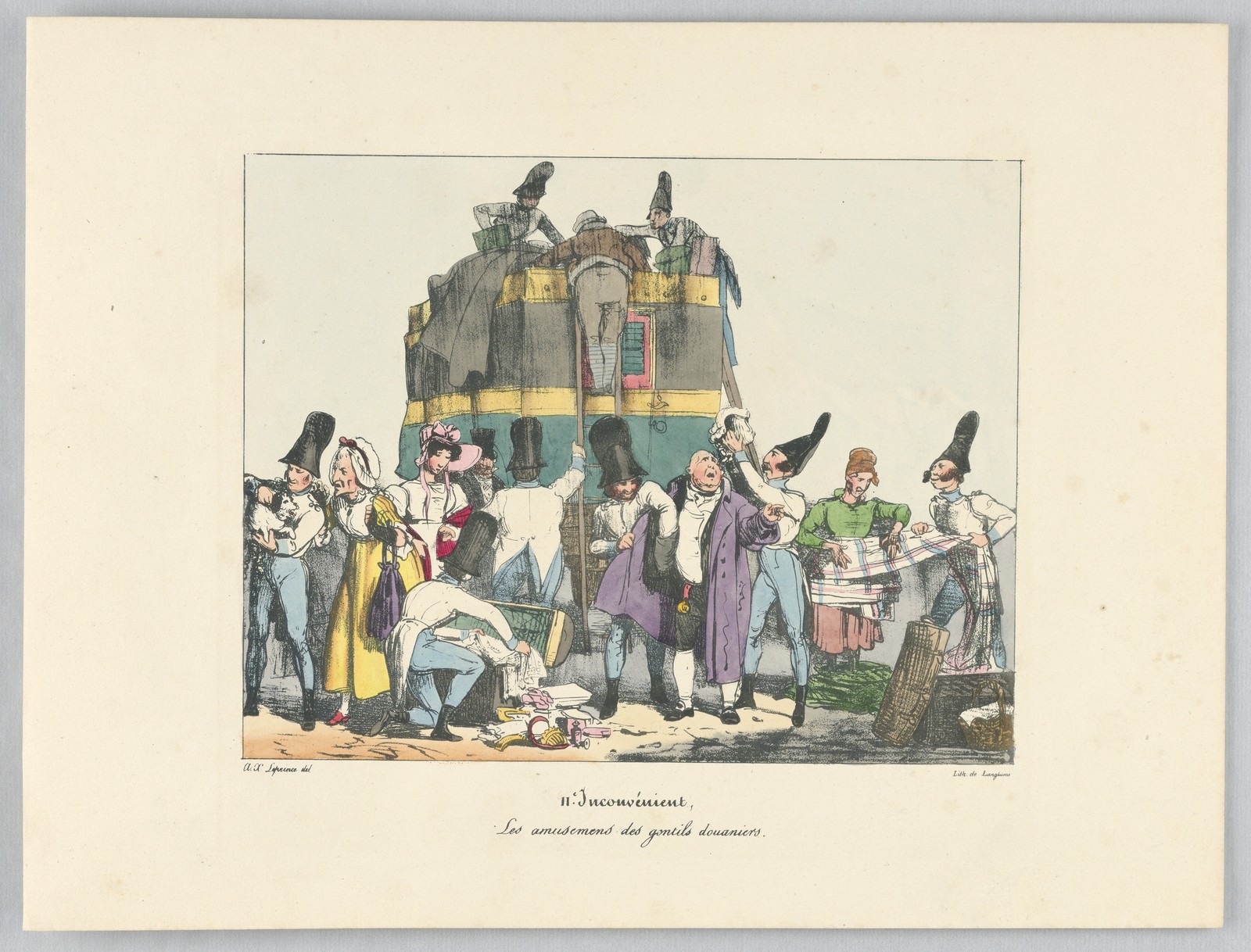 Langlume Customs Officers Vintage 1820s French Satire Reprint Wall Art