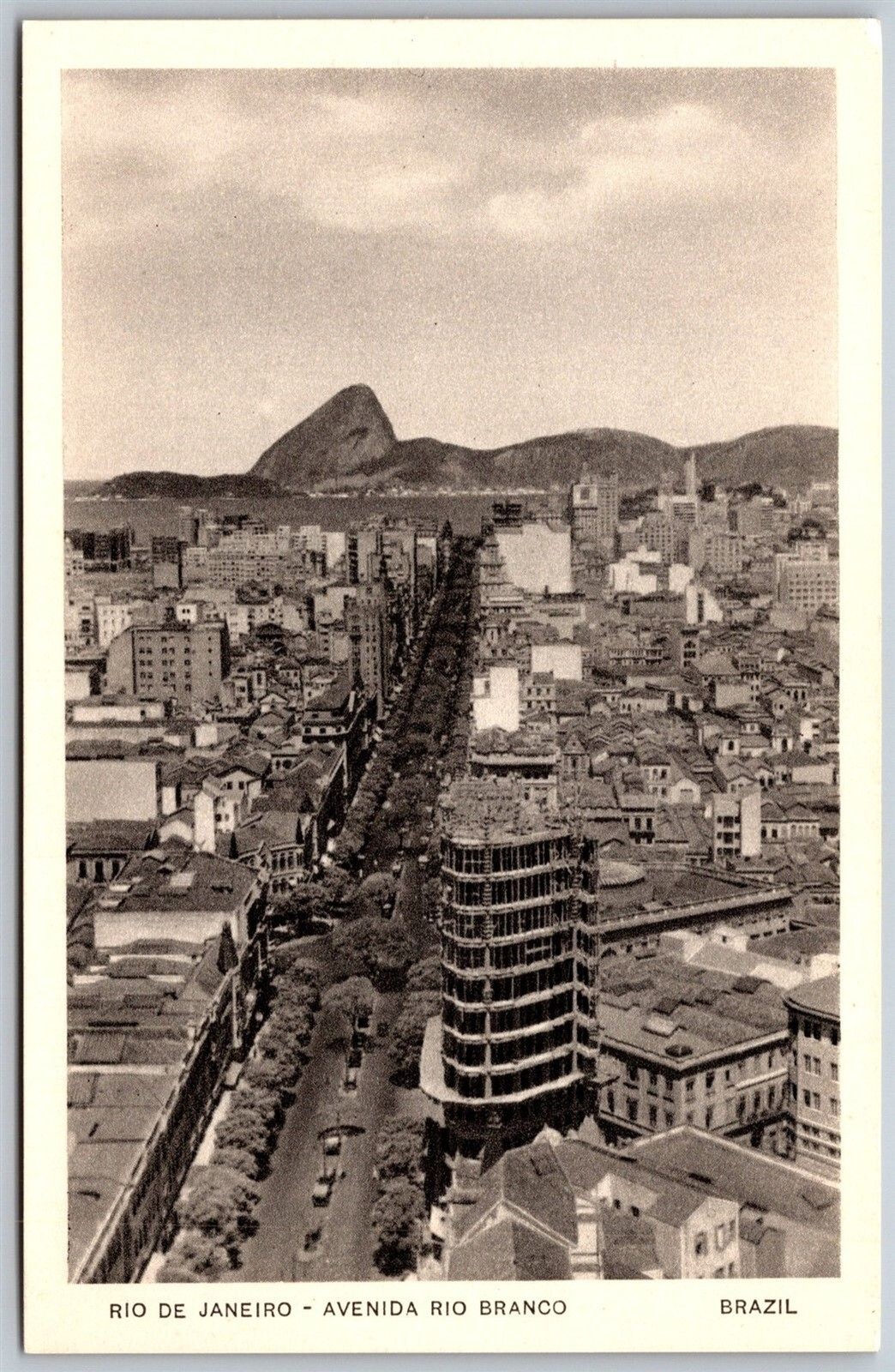 Vtg Rio De Janeiro Brazil Brasil Avenida Rio Branco City Street View Postcard