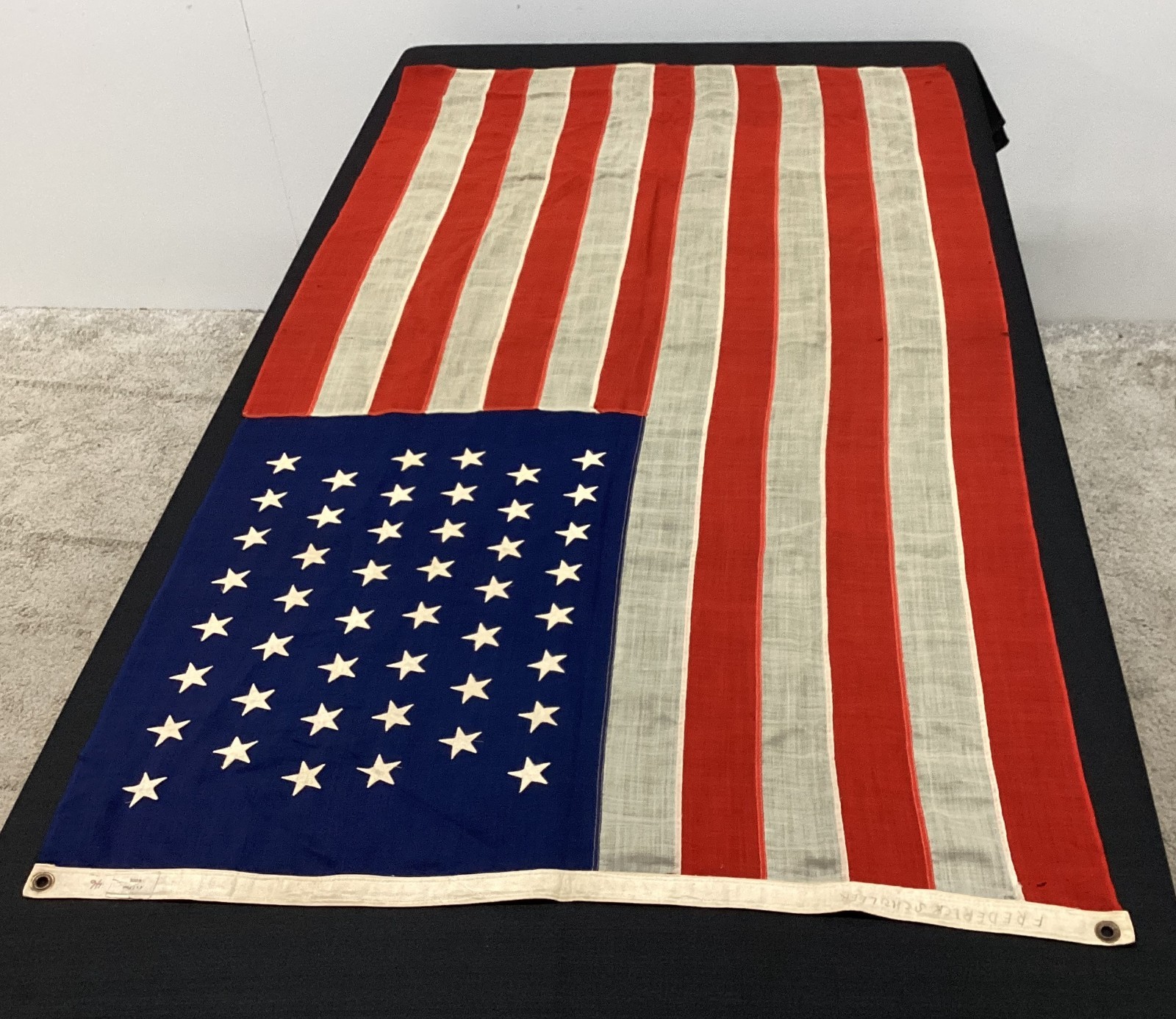 Antique Flag 46 Stars 4' x 7' circa 1908 All Sewn pieced & Double Applique Stars
