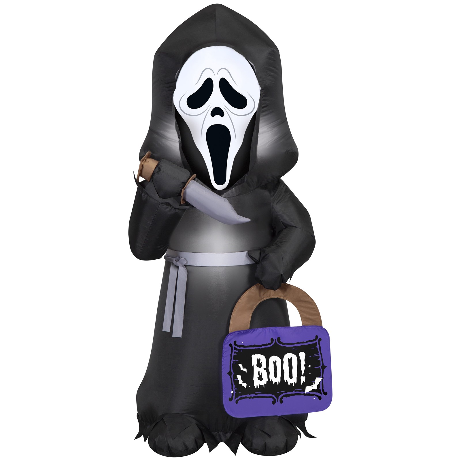 Airblown Halloween Yard Inflatables Light Ghostface with Treat Sack Fun World