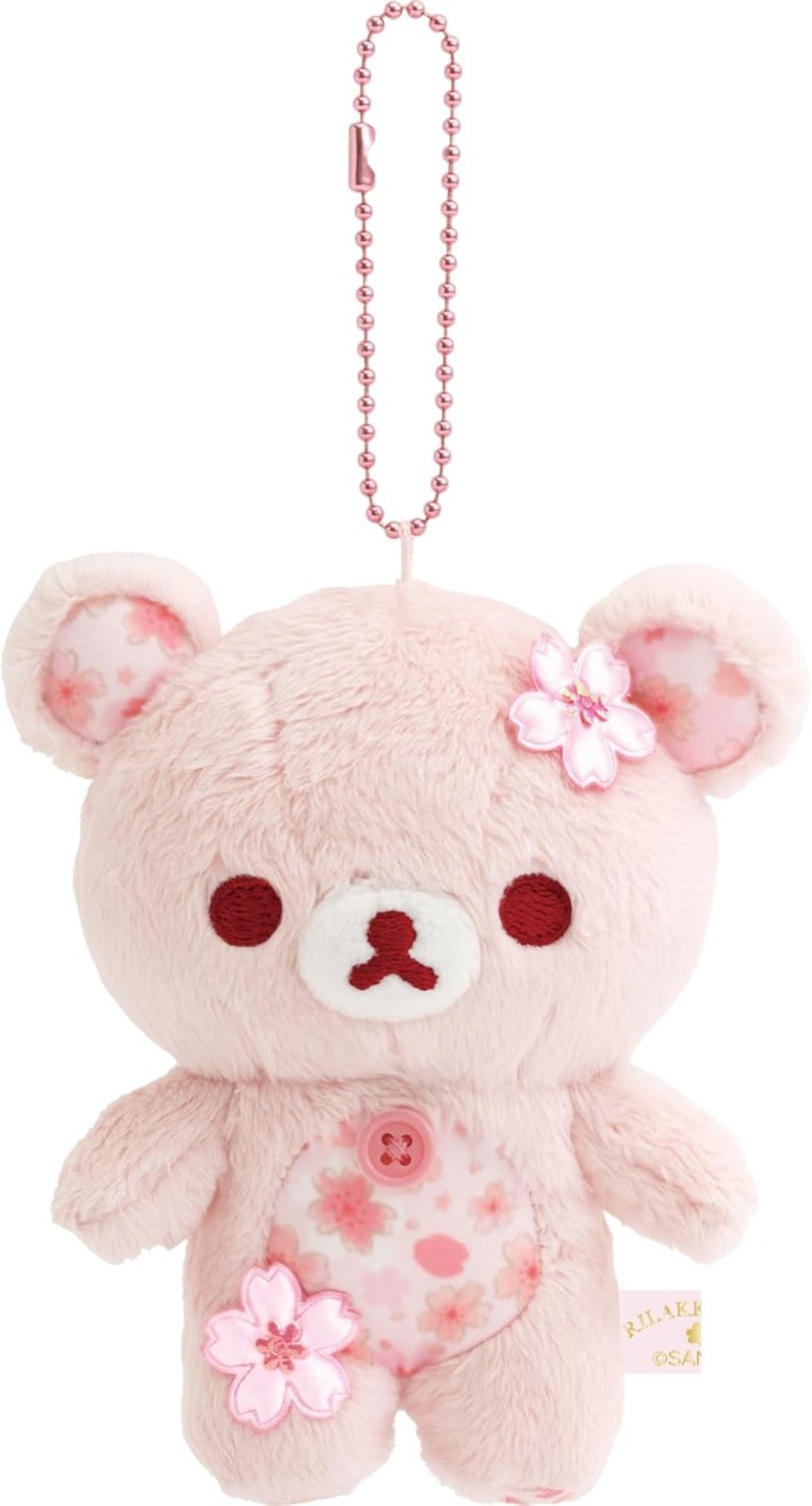 San-X Rilakkuma Sakura Plush Keychain Mascot Korilakkuma Hanging Plush Pink New