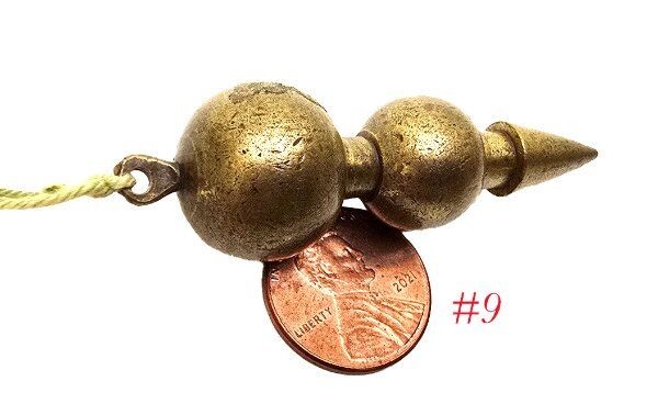 unusual small MINI BRASS OLD PLUMB BOB tool