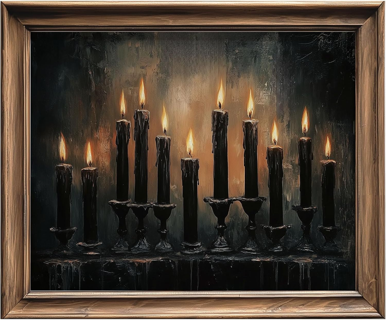 Dark Moody Halloween Decor, Black Candles Wall Art, Vintage Style Halloween Mood